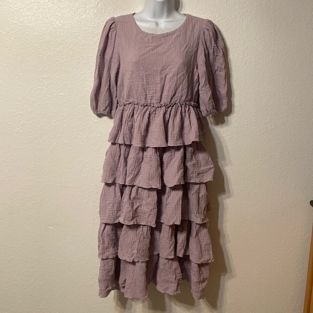 Free the Roses Tiered Midi Dress Small